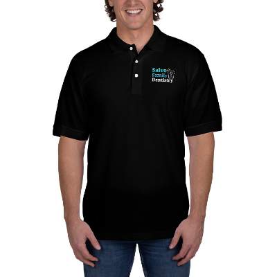Personalized embroidered black men's easy blend polo