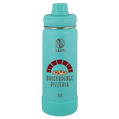 Teal bottle with full color logo.