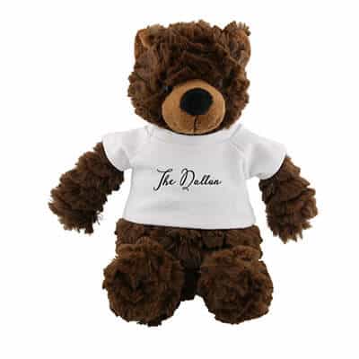 Plush and cotton white cuddly bunch bear with personalized logo.