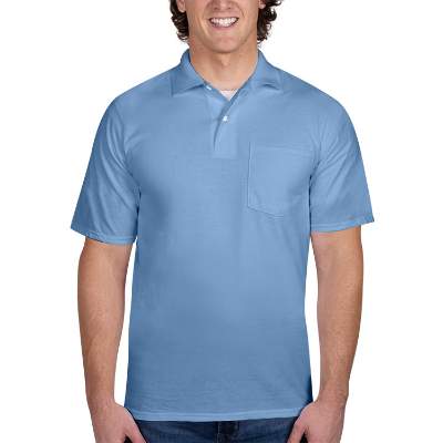 Blank light blue pocket jersey polo