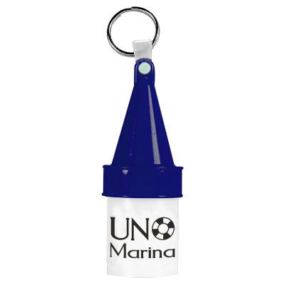 Blue floating bouy container with custom logo.
