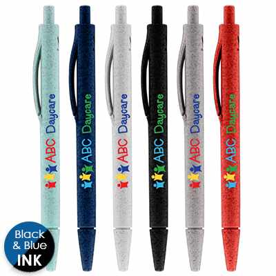 Full-color wheat pen with custom imprint.