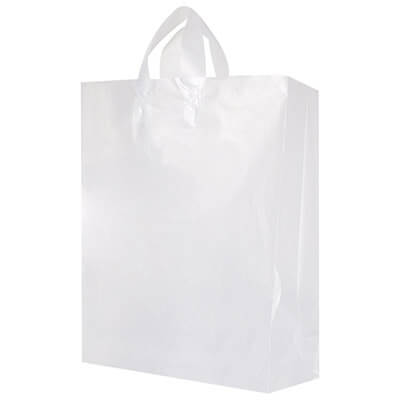 Plastic clear frosted large with handles recyclable shopper blank.