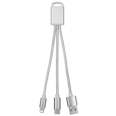 Blank silver 3-in-1 charging cables.