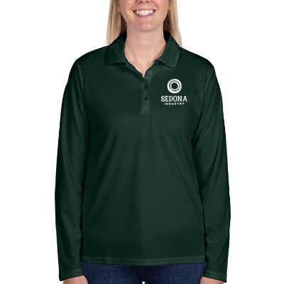 Customized forest green ladies' long-sleeve polo