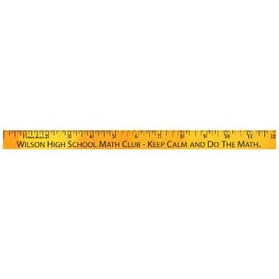 Green to yellow mood changing 12 inch ruler with logo.