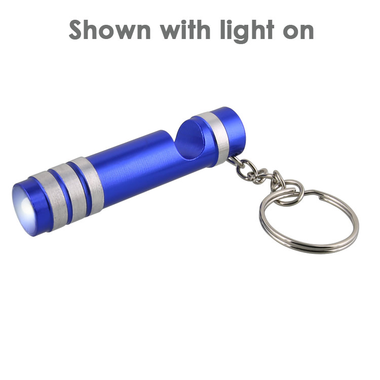 Aluminum LED light keychain with bottle opener blank.