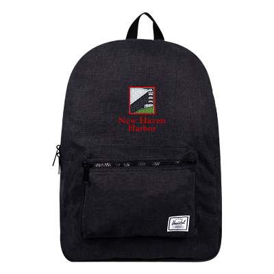 Cotton canvas black backpack with embroidered logo.
