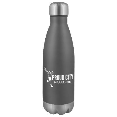 Stainless matte gray water bottle with custom imprint in 17 oz.