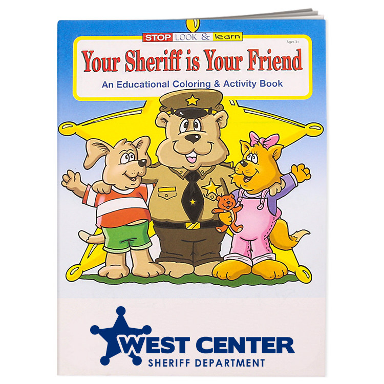 Paper sheriff coloring book with promotional book.