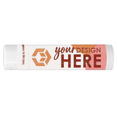 Black and orange background lip balm with a customized logo.