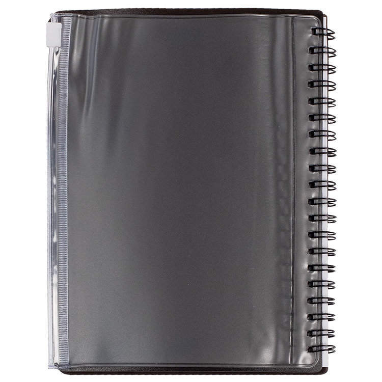 Blank hardcover notebook with a zippered pouch.