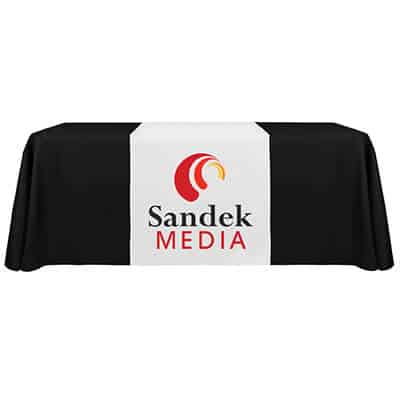 30 inches x 90 inches polyester table runner with full-color custom print.