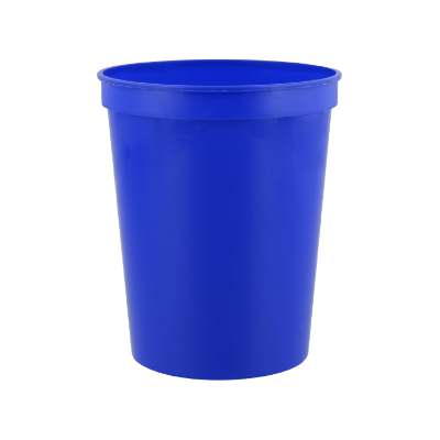 Plastic blue stadium cup blank in 16 ounces.
