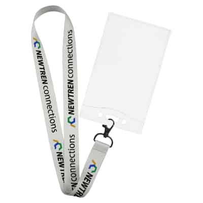 1 inch satin polyester full-color lanyard with lobster clip and event ID holder.
