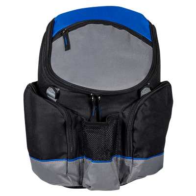 Blank blue backpack cooler.