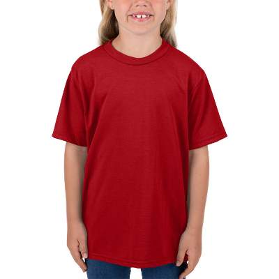 Red blank youth blank short sleeve shirt.