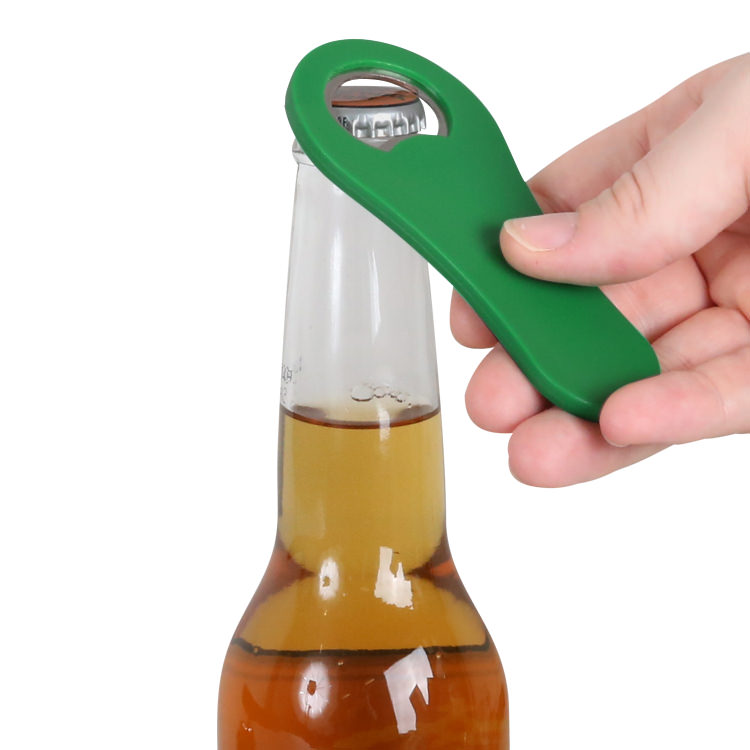Plastic magnetic metal bottle opener.
