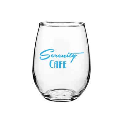 Glass clear wine glass with custom imprint in 15 ounces.