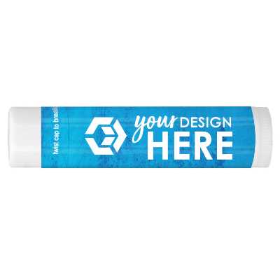 Basketball background lip balm with a white imprinted logo.