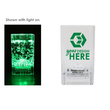 2 oz. customizable light up fluted square acrylic shot glass.
