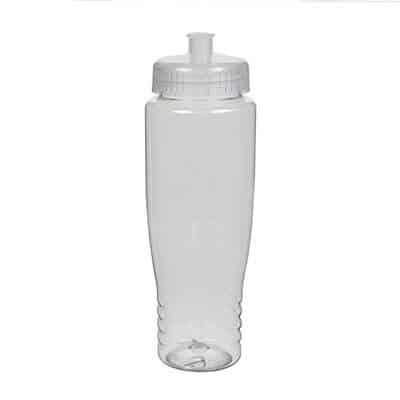 PET plastic clear water bottle blank with push pull lid in 27 ounces.