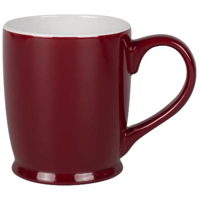 Ceramic burgundy coffee mug with c-handle blank in 16 ounces.