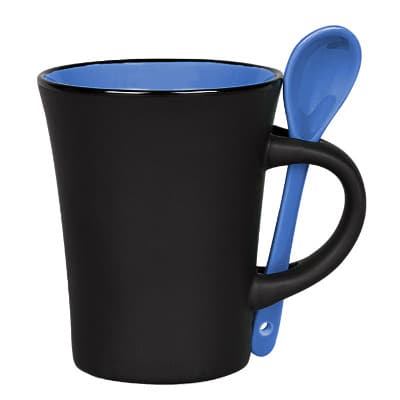 Ceramic blue coffee mug with c-handle blank in 8 ounces.