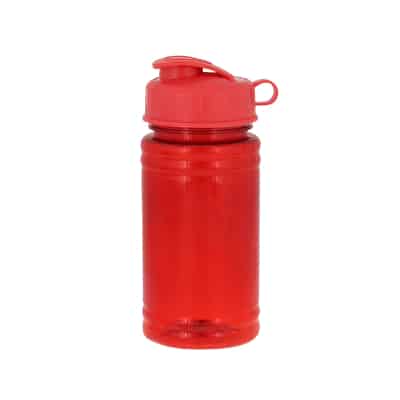 Upcycle plastic red water bottle with push pull lid blank in 16 ounces.