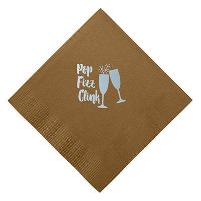 3Ply tissue white lunch napkin with diagonal foil stamp customized imprint.