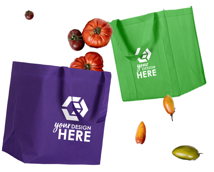 Custom grocery bags with logo in white