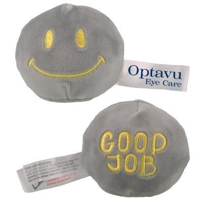 Cool gray plush stress buster with a custom imprint.
