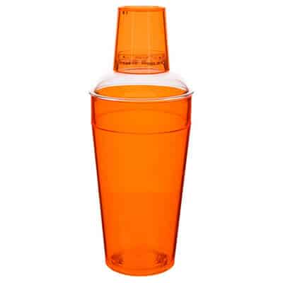 Acrylic orange cocktail shaker blank in 20 ounces.