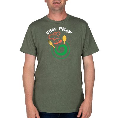 Custom full color logoed asparagus t-shirt.