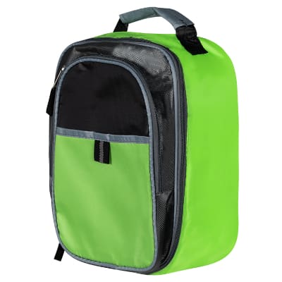 Blank lime green polyester and nylon dobby lunch bag.