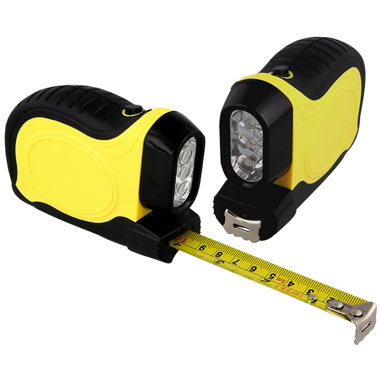 ABS plastic 16 foot tape measure flashlight.