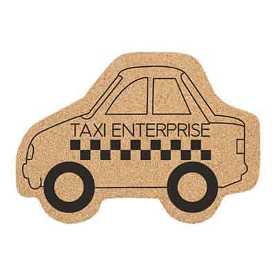 Cork 6 inches car coaster with imprinted logo.