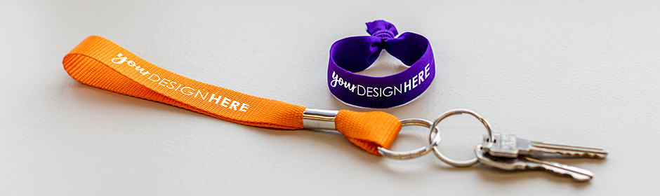 Custom fabric wristbands with white imprint