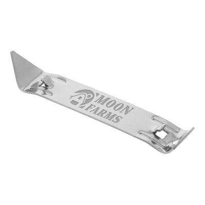 Stainless steel silver church key bottle opener with laser engraved customizable imprint.