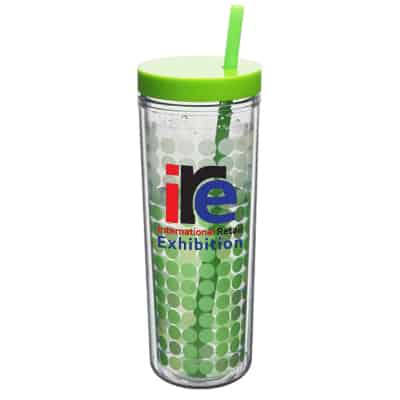 Plastic green color changing tumbler with custom full-color imprint in 16 ounces.