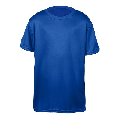 Royal blue blank youth performance t-shirt.