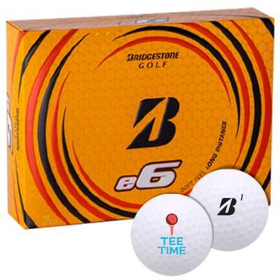 Bridgestone E6 golf ball with full color custom promotional imprint.