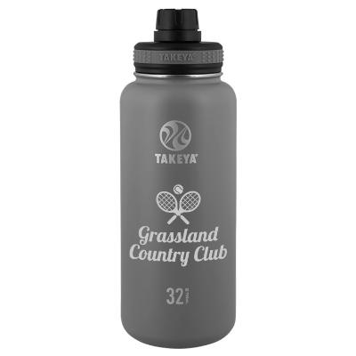 Graphite stainless bottle with custom logo.