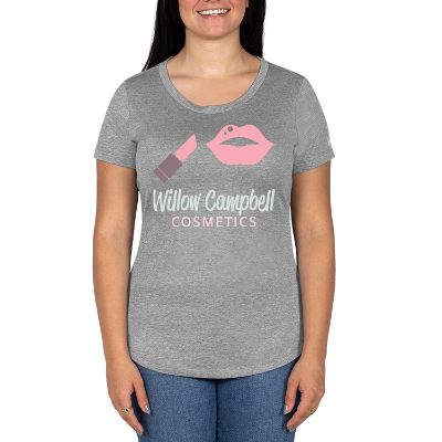 Personalized rainstorm grey women's scoop tee with full color logo.
