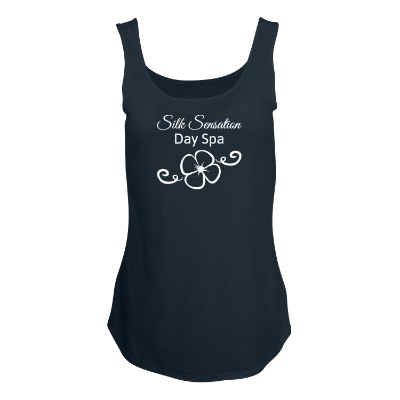 New navy tank top with personalized logo.