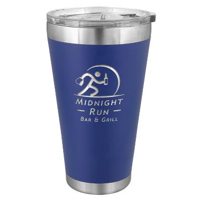 Navy Blue tumbler with engraved imprint.