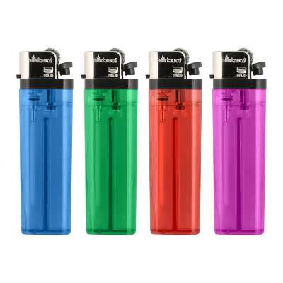 Blank assorted plastic lighters available in bulk.