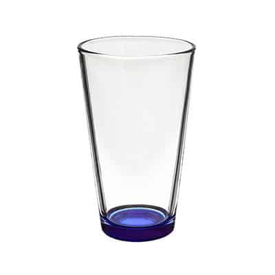 Glass blue bottom pint glass blank in 16 ounces.