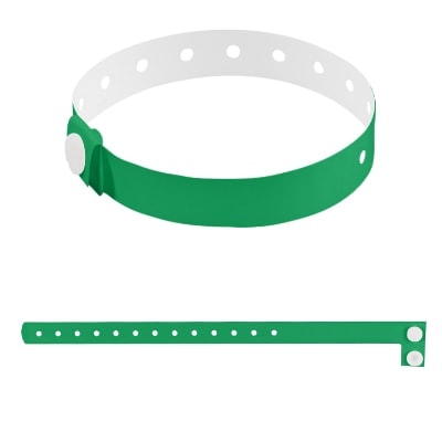Blank plastic green wristband available in bulk.