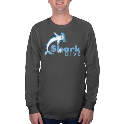 Grey steel long sleeve t-shirt with full color logo.